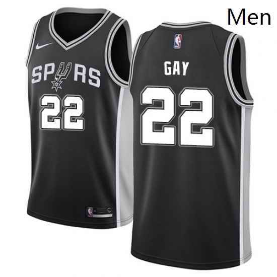 Mens Nike San Antonio Spurs 22 Rudy Gay Swingman Black Road NBA Jersey Icon Edition